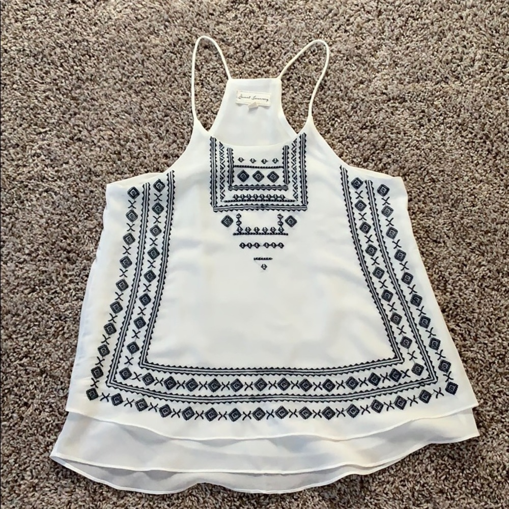SIZE S Sweet Journey Navy & White Print Tank